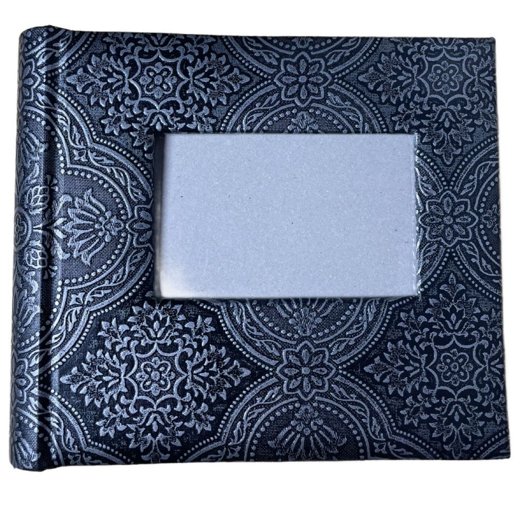Black and Silver Photo Album w/Embossed Floral Designs Holds 200 4x6 Photos